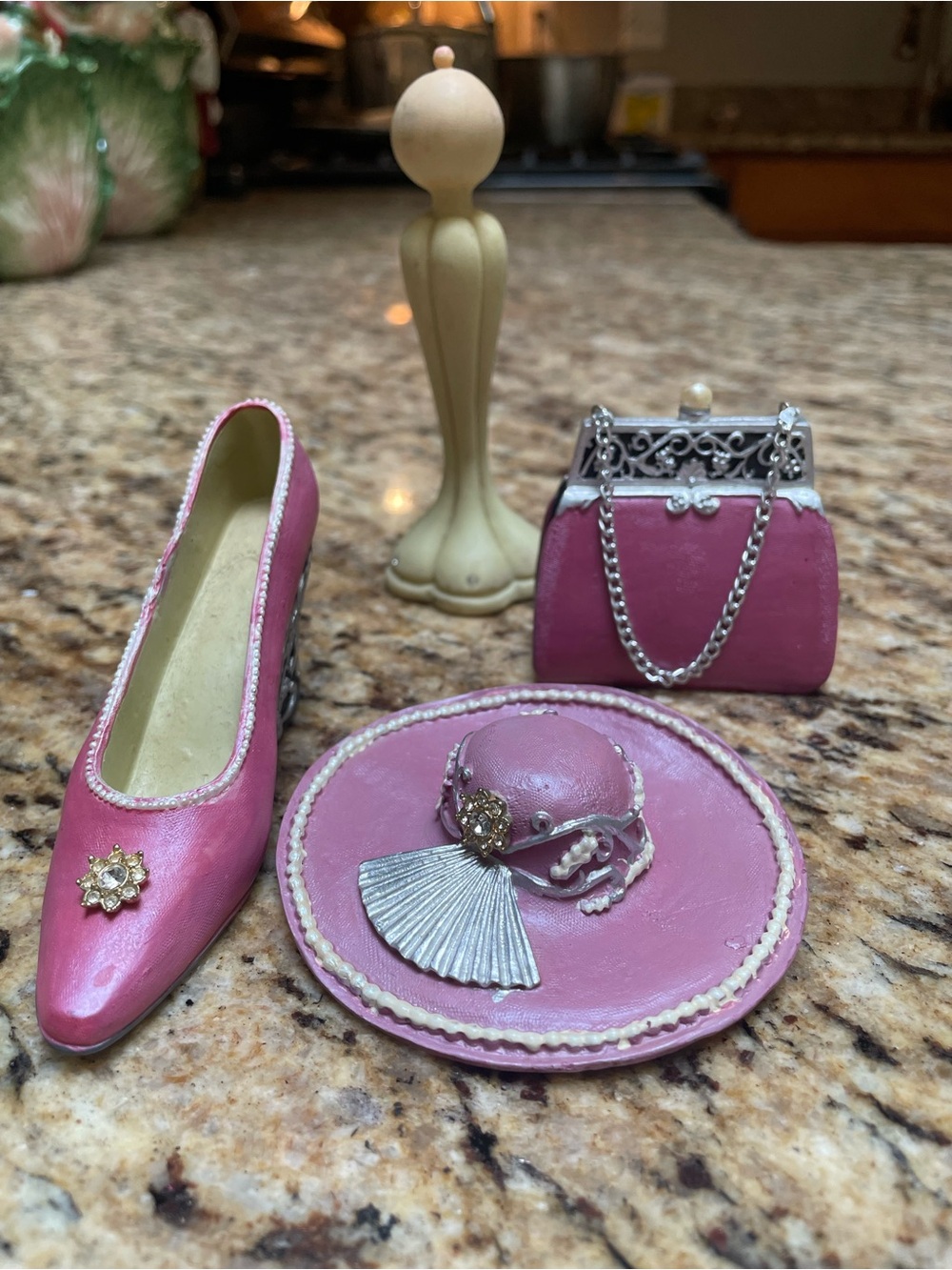 Vintage Pink Doll Shoe, Hat & Purse Trio